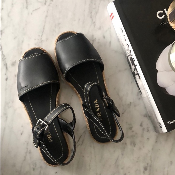 Prada 38 Leather Espadrilles Shoes - Picture 2 of 3